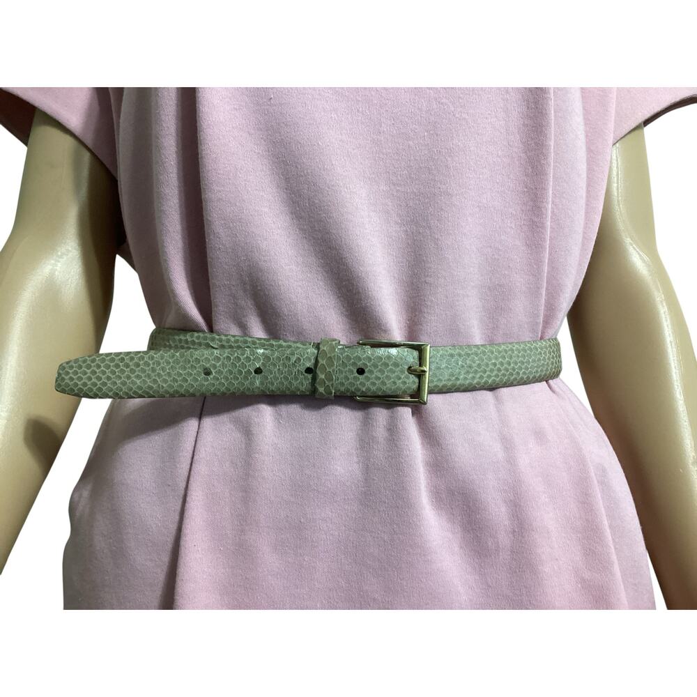 Austin Grey Vintage Genuine Snakeskin Belt Grey Taupe Leather Solid Brass sz 38